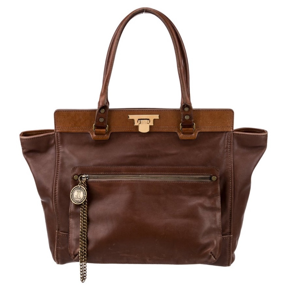 Lanvin Leather Tote Bag Brown | Large Shoulder Bag Antique Gold Hardware